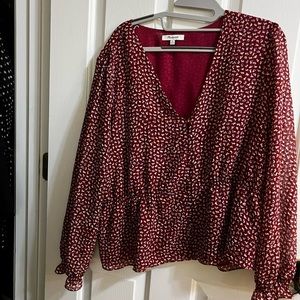 Madewell Red Peoplum Top XL